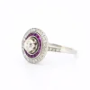 Pamono 1930 Antique French Art Deco Engagement Ring, Platinum, Diamonds, and Ruby Halo> Rings