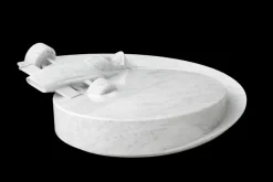 Pamono 312 B Sculptural Coffee Table in White Marble by Barberini & Gunnell> Tables