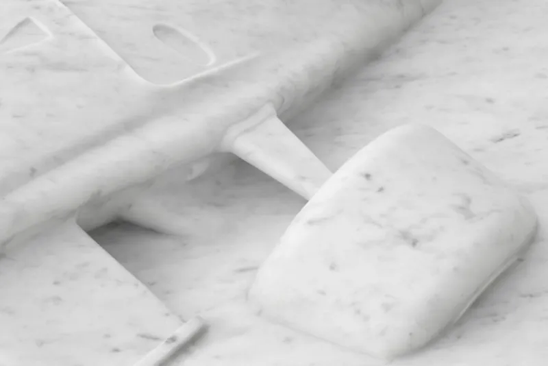 Pamono 312 B Sculptural Coffee Table in White Marble by Barberini & Gunnell> Tables