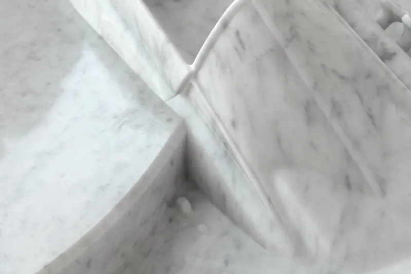 Pamono 312 B Sculptural Coffee Table in White Marble by Barberini & Gunnell> Tables