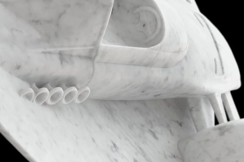 Pamono 312 B Sculptural Coffee Table in White Marble by Barberini & Gunnell> Tables