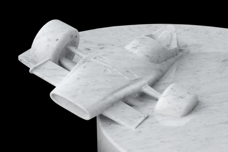 Pamono 312 B Sculptural Coffee Table in White Marble by Barberini & Gunnell> Tables