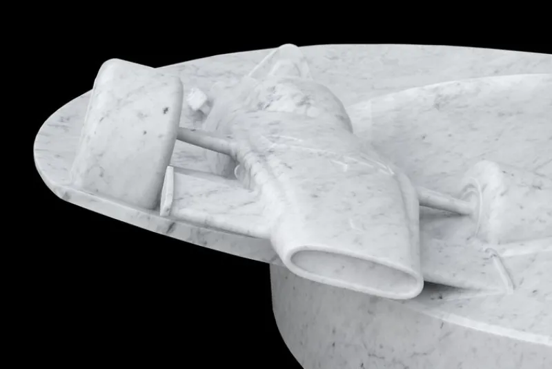 Pamono 312 B Sculptural Coffee Table in White Marble by Barberini & Gunnell> Tables