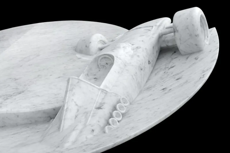 Pamono 312 B Sculptural Coffee Table in White Marble by Barberini & Gunnell> Tables