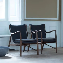 New Pamono 45 Chair in Wood and Black Leather by Finn Juhl