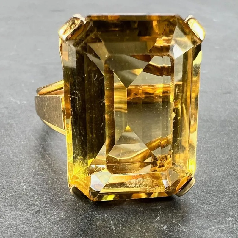 Pamono 18 Karat Cocktail Ring with Citrine, 1940s