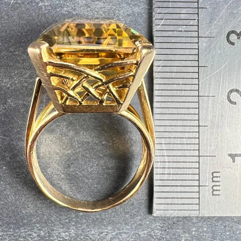 Pamono 18 Karat Cocktail Ring with Citrine, 1940s