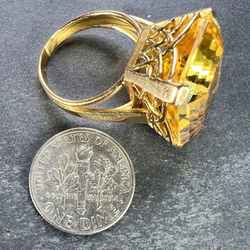 Pamono 18 Karat Cocktail Ring with Citrine, 1940s