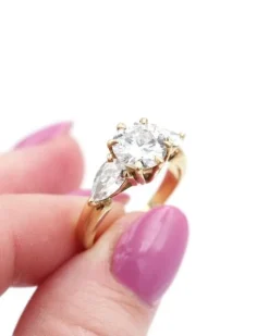 Pamono 18 Karat Gold and Diamond Engagement Ring><noscript><img width=