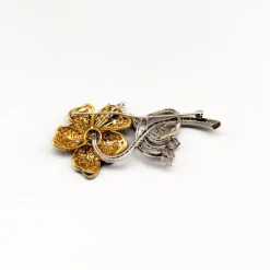 New Pamono 18 Karat Gold Brooch with Moissanites