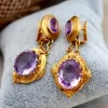 Hot Pamono 18 Karat Gold Earrings with Reliefs, Set of 2