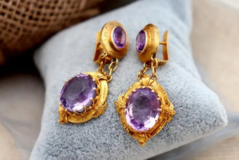 Hot Pamono 18 Karat Gold Earrings with Reliefs, Set of 2
