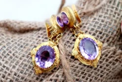 Hot Pamono 18 Karat Gold Earrings with Reliefs, Set of 2