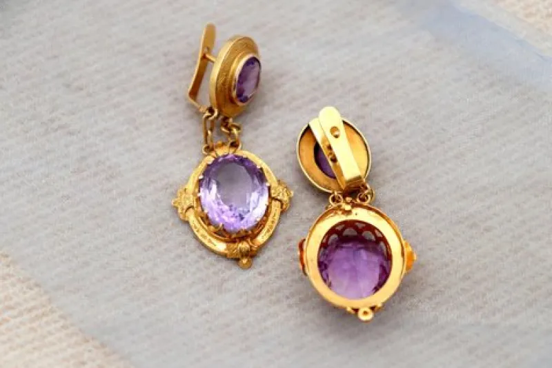 Hot Pamono 18 Karat Gold Earrings with Reliefs, Set of 2