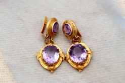 Hot Pamono 18 Karat Gold Earrings with Reliefs, Set of 2