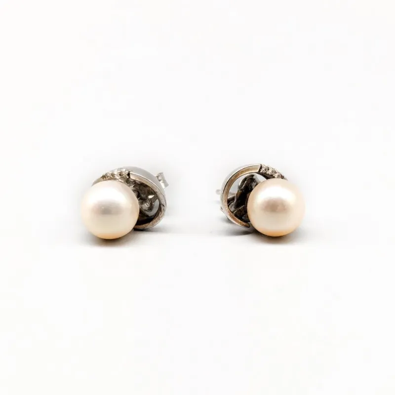 Outlet Pamono 18 Karat Gold Earrings with Diamonds, Set of 2