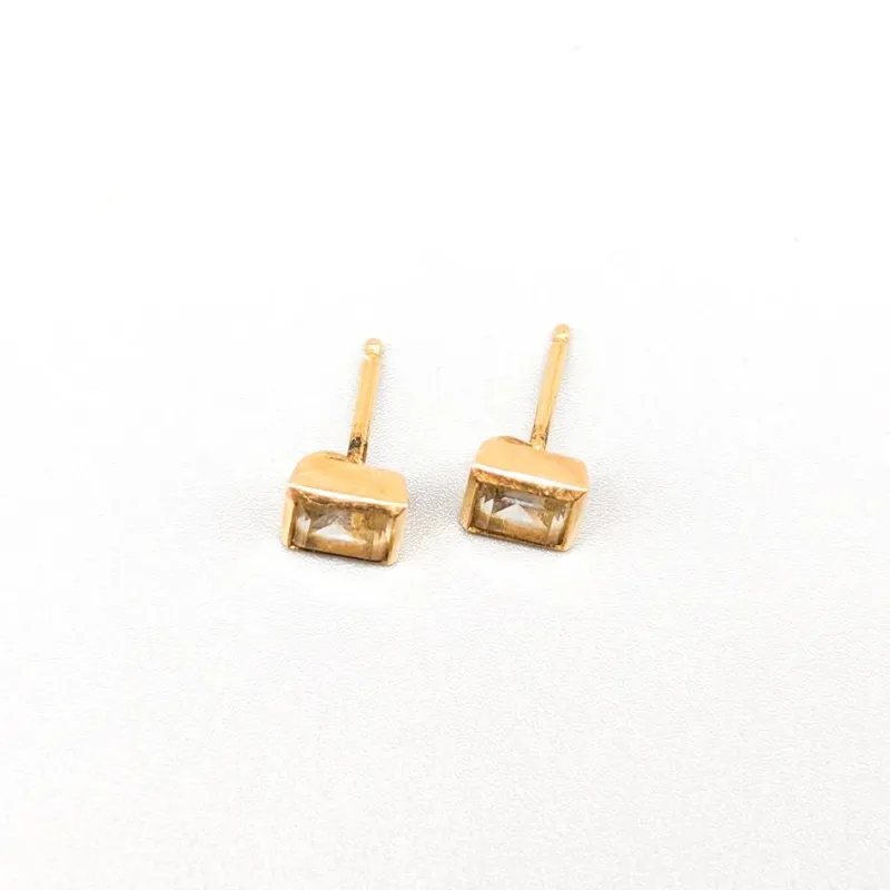 Clearance Pamono 18 Karat Gold Earrings with White Stones, Set of 2
