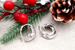 Pamono 18 Karat Gold Earrings with Brilliant-Cut Diamonds, Set of 2><noscript><img width=
