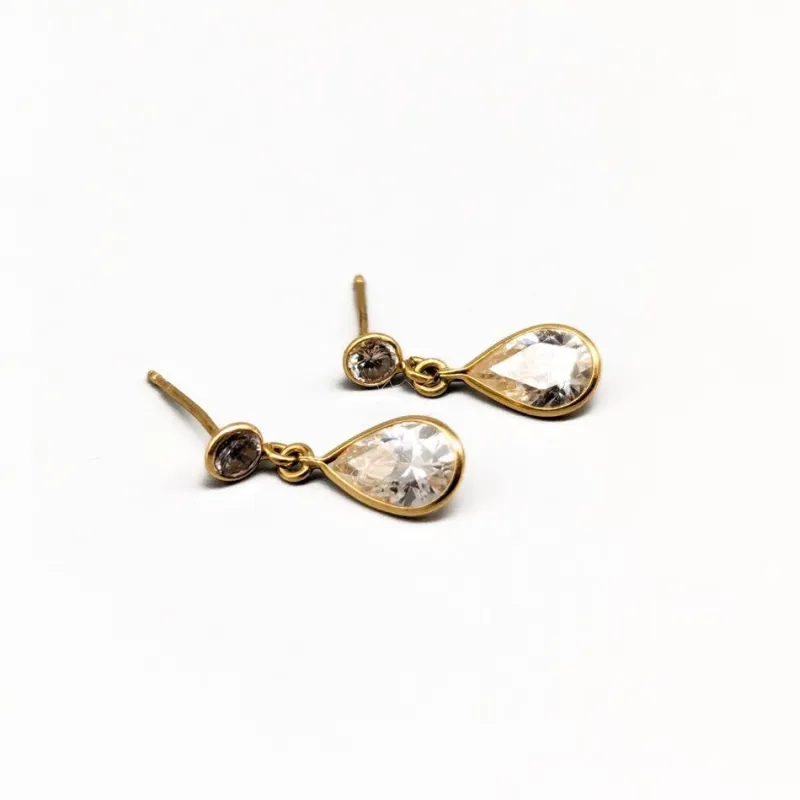 Pamono 18 Karat Gold Earrings with Stones, Set of 2> Earrings