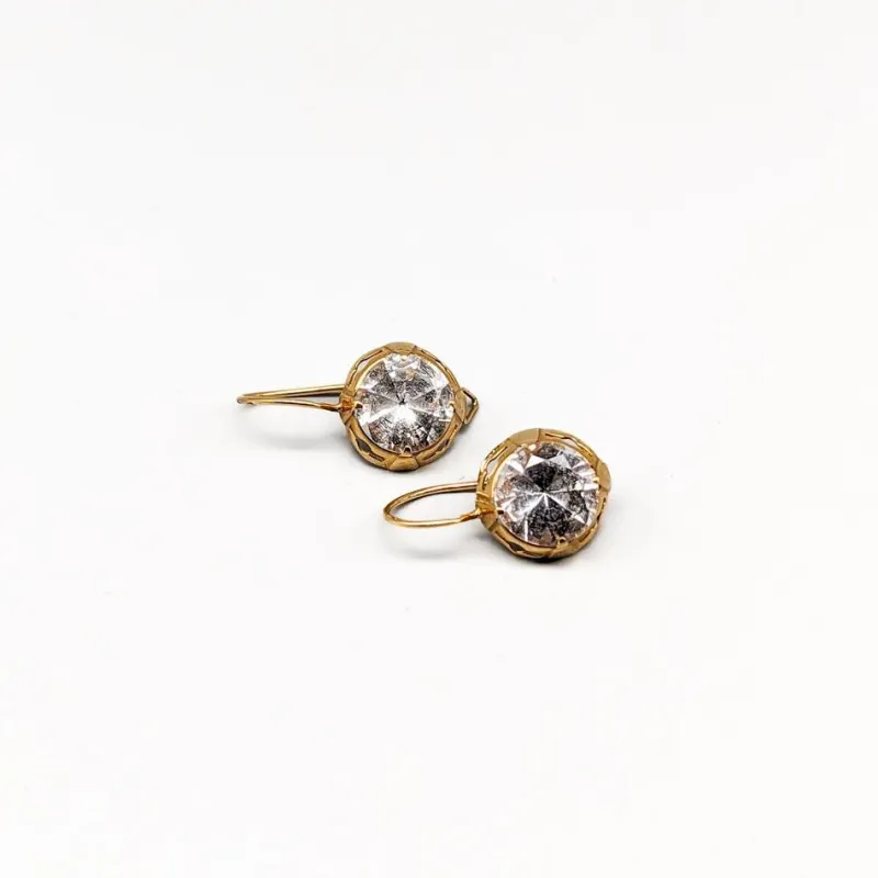 Pamono 18 Karat Gold Earrings with White Stones, Set of 2> Earrings