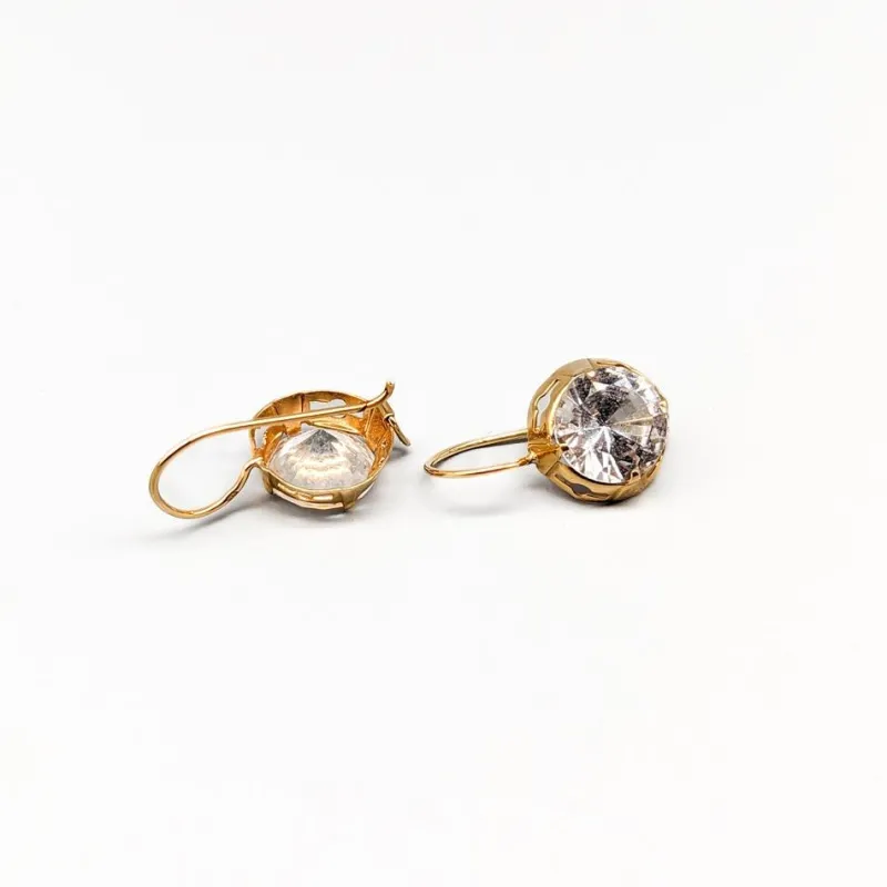 Pamono 18 Karat Gold Earrings with White Stones, Set of 2> Earrings