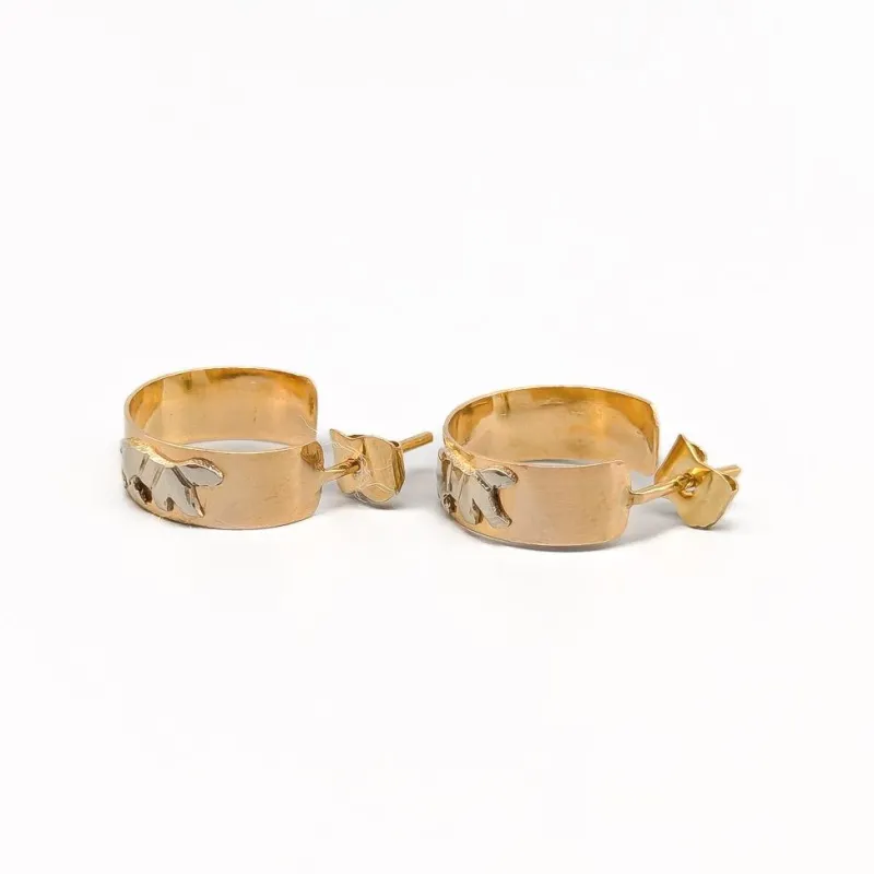 Pamono 18 Karat Gold Earrings with Tigers, Set of 2