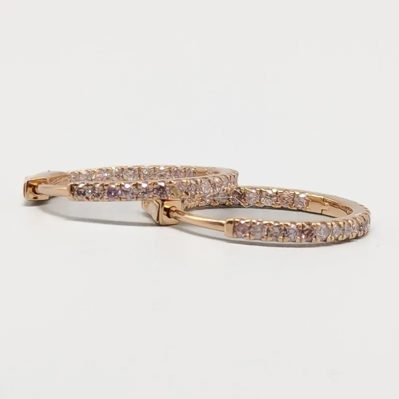 New Pamono 14 Karat Gold Earrings with Diamonds, Set of 2