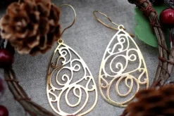 Sale Pamono 18 Karat Gold Earrings with Cutouts, Set of 2