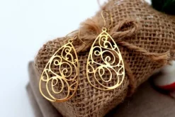 Sale Pamono 18 Karat Gold Earrings with Cutouts, Set of 2