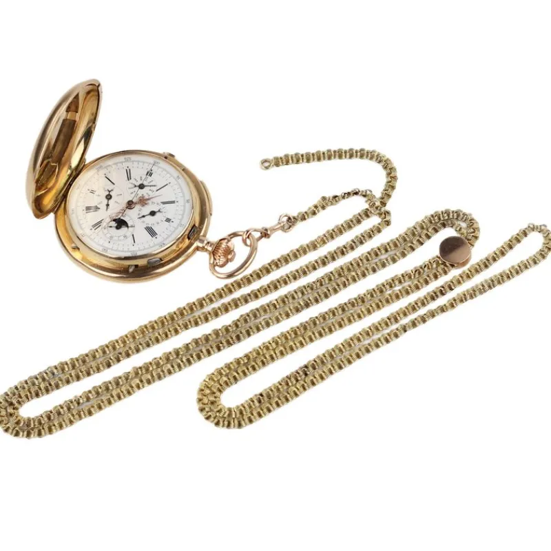 Pamono 14 Karat Gold Pocket Watch with Repeater from Reyem Frères Locle, Switzerland, 1900s> Watches