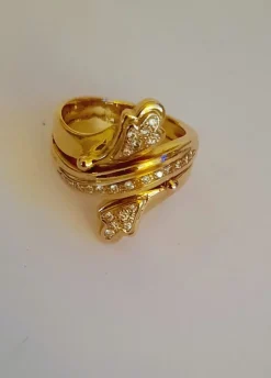 Clearance Pamono 18 Karat Gold Snake Ring with Diamonds, 2000s