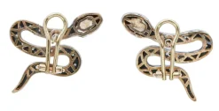 Best Pamono 18 Karat Rose Gold and Silver Snake Earrings with Sapphires and Diamonds, Set of 2