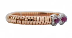 Pamono 18 Karat Rose Gold and White Gold Tubogas Bracelet with Rubies and Diamonds> Bracelets