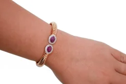 Pamono 18 Karat Rose Gold and White Gold Tubogas Bracelet with Rubies and Diamonds><noscript><img width=