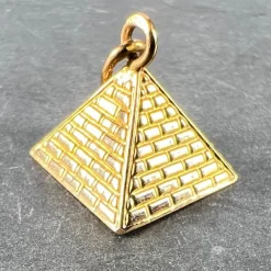 New Pamono 18 Karat Rose Gold Egyptian Pyramid Charm Pendant, 1950s