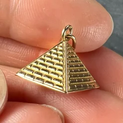 New Pamono 18 Karat Rose Gold Egyptian Pyramid Charm Pendant, 1950s