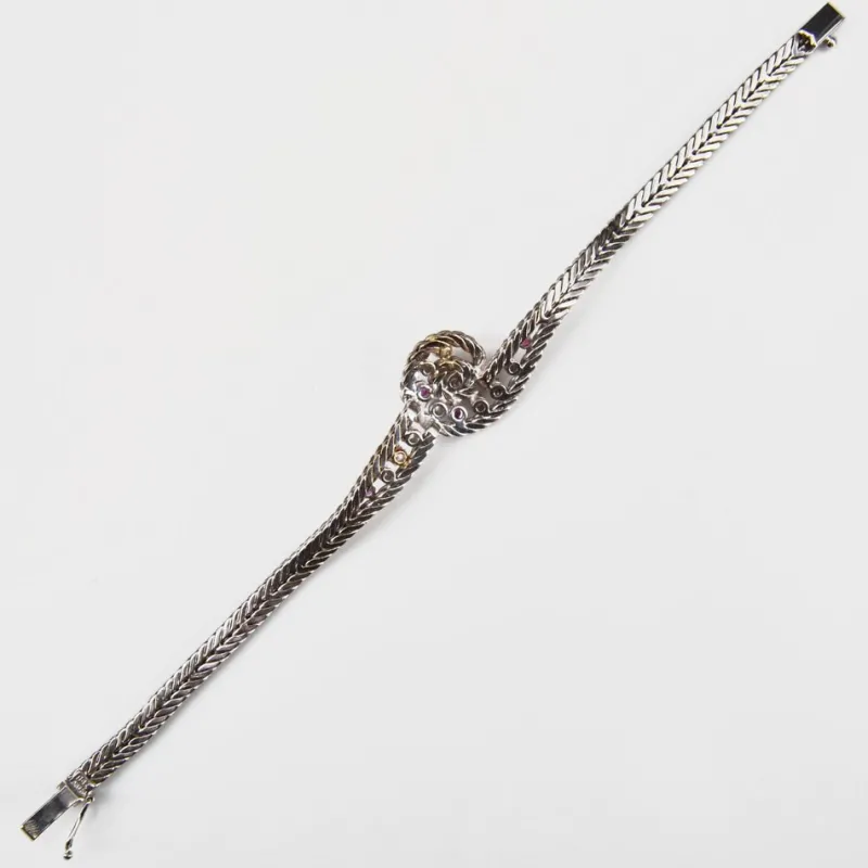 Pamono 18 Karat White Gold Bracelet with Ruby and Diamonds, 1950s> Bracelets