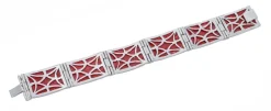Pamono 18 Karat White Gold Bracelet with Coral and Diamonds><noscript><img width=