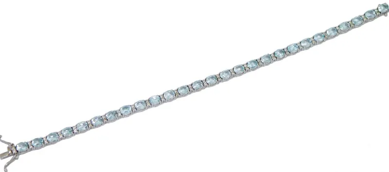 Outlet Pamono 18 Karat White Gold Bracelet with Aquamarine Colour Topazes and Diamonds