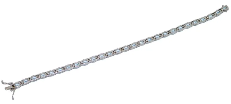 Outlet Pamono 18 Karat White Gold Bracelet with Aquamarine Colour Topazes and Diamonds