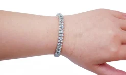 Hot Pamono 18 Karat White Gold Bracelet with Aquamarine and Diamonds