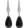 Discount Pamono 18 Karat White Gold Dangle Earrings with Onyx and Diamonds, Set of 2