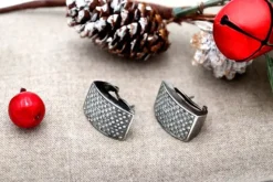 Pamono 18 Karat White Gold Earrings with Diamonds and Omega Clasps, Set of 2><noscript><img width=