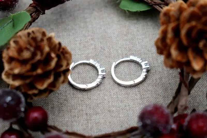Pamono 18 Karat White Gold Earrings with Calibrated Zirconias, Set of 2> Earrings