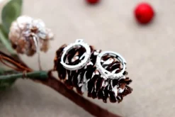 Pamono 18 Karat White Gold Earrings with Calibrated Zirconias, Set of 2><noscript><img width=