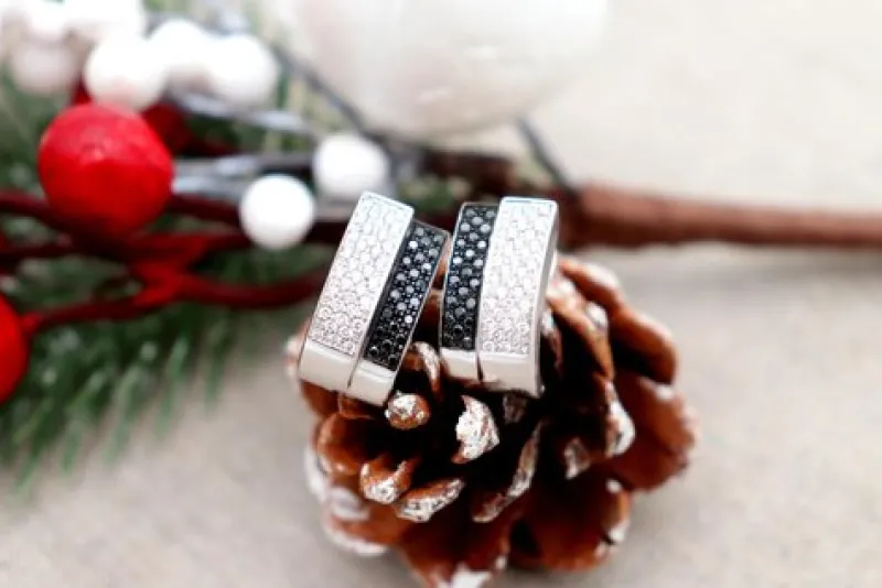 Pamono 18 Karat White Gold Earrings with Diamonds, Set of 2> Earrings