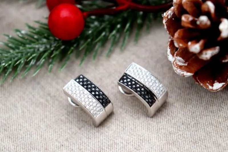 Pamono 18 Karat White Gold Earrings with Diamonds, Set of 2> Earrings