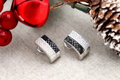 Pamono 18 Karat White Gold Earrings with Diamonds, Set of 2><noscript><img width=