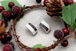 Pamono 18 Karat White Gold Earrings with Diamonds, Set of 2><noscript><img width=