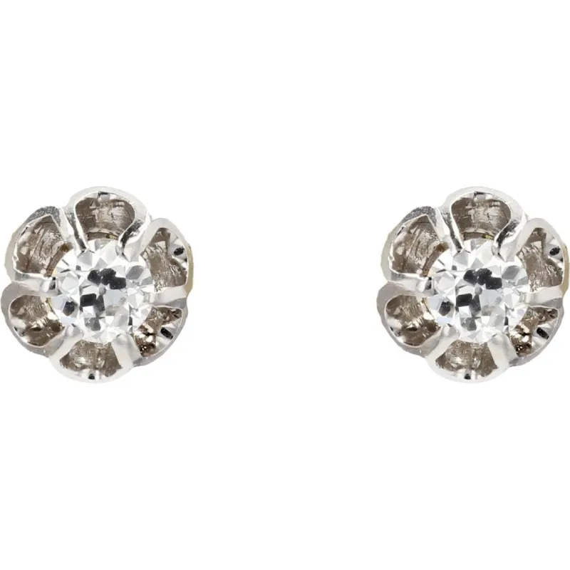 Pamono 18 Karat White Gold Earrings, 1920s, Set of 2> Earrings